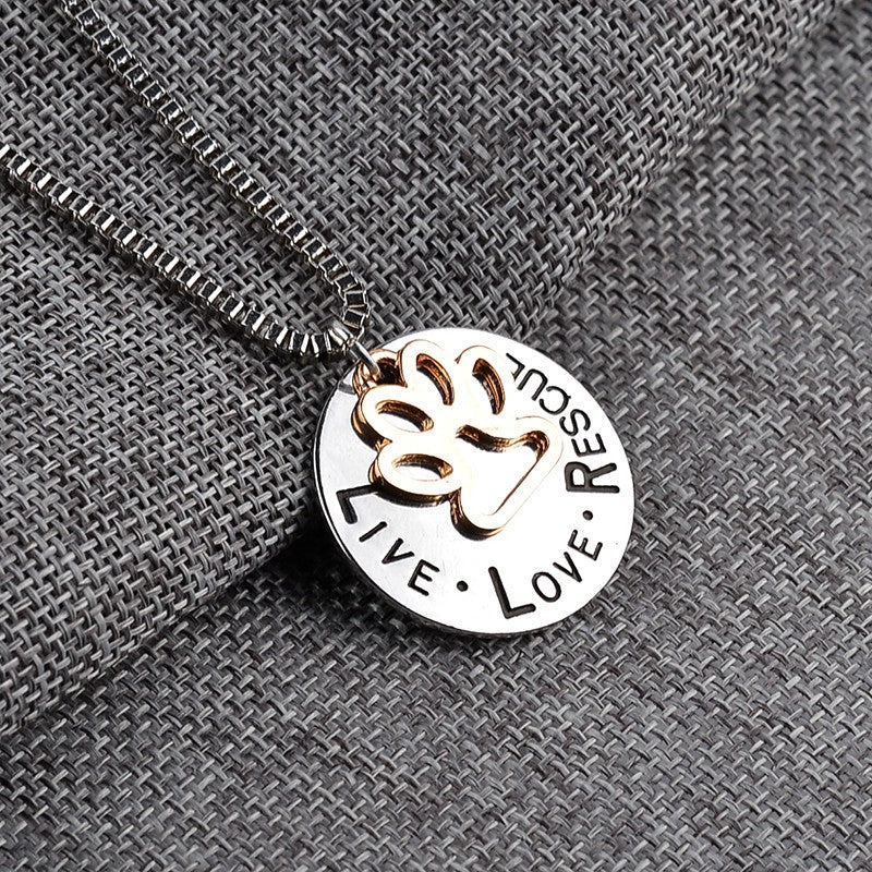 Round Dog Paw Tag Short Necklace
