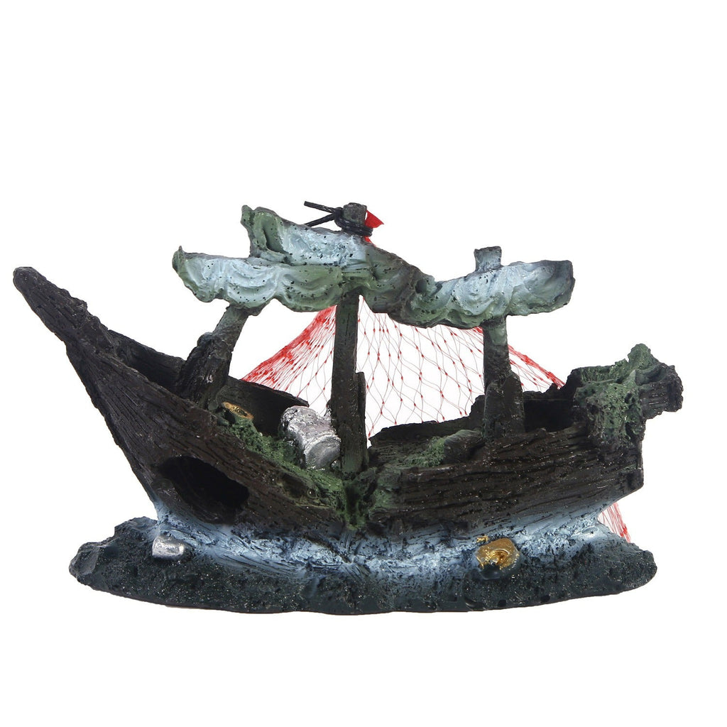 Ship fish tank resin water grass landscape decoration