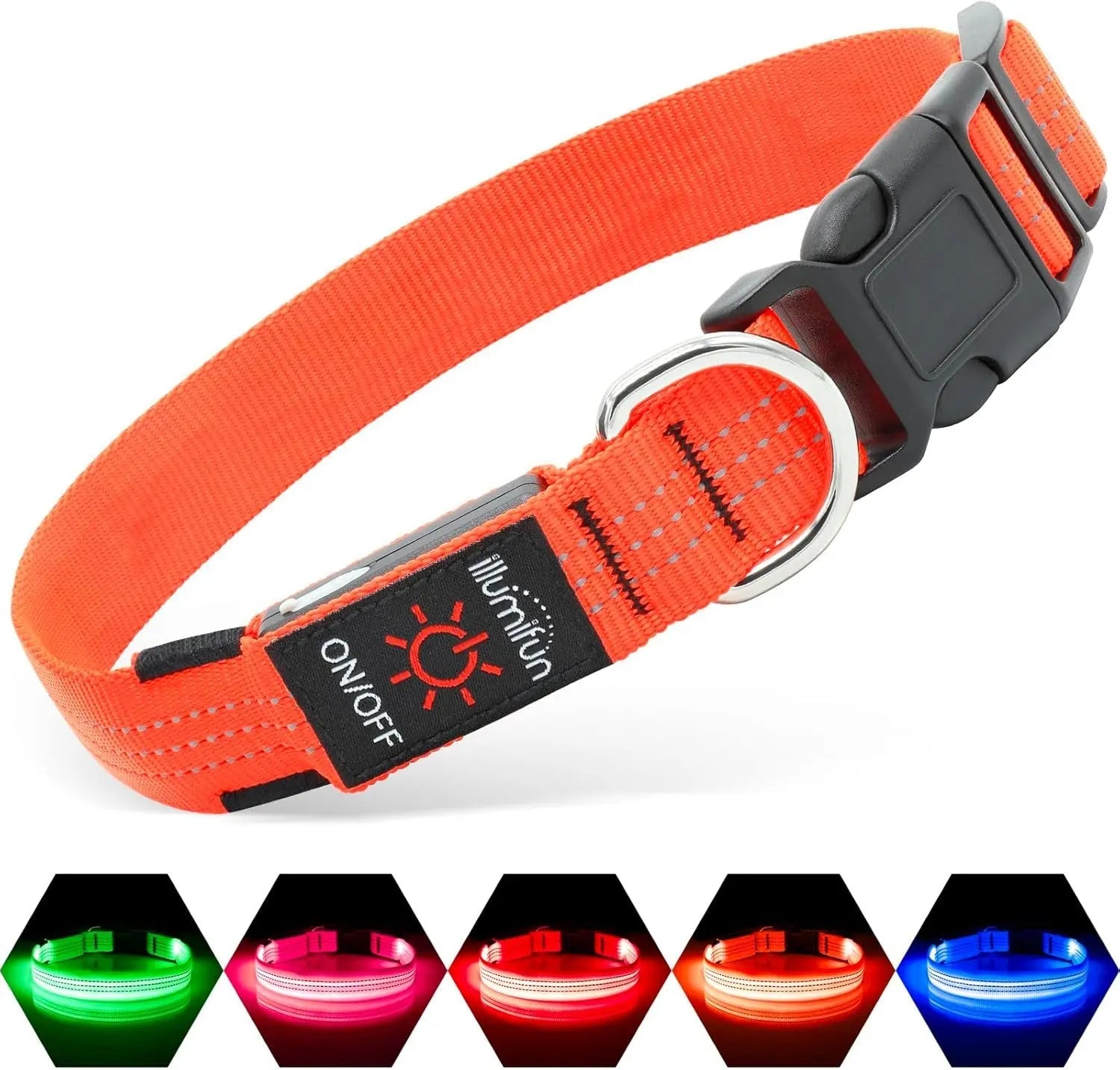 LED Dog Collar Rechargeable Light-Up Safety Collar for Night Walking (colors)