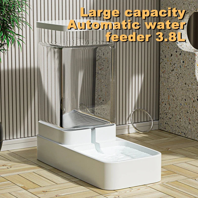 3.8L (128 fl oz) Gravity Pet Feeder & Water Dispenser, Dual Bowl Leakproof Auto Feeder for Cats & Dogs — Home & Travel
