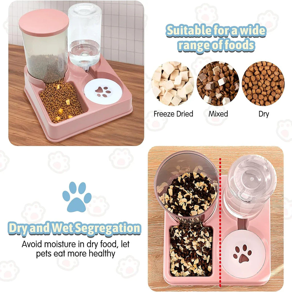 Automatic 2-in-1 Gravity Pet Feeder & Water Dispenser — Tilted Food and Waterer for Cats & Small Dogs