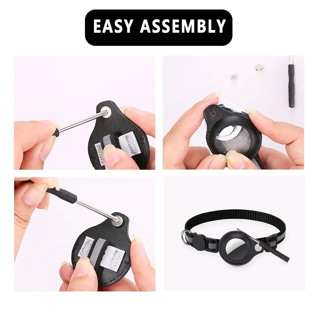 Cat AirTag Holder Collar – Adjustable Reflective Breakaway Kitten Collar with Bell & Waterproof AirTag Case