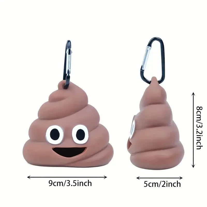 Poop-Shaped Dog Waste Bag Dispenser with Clip – Portable Pet Bag Holder for Walking & Travel
