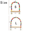 Wooden Bird Swing for Parrots & Small Birds — Hanging Play Toy with Bells & Rings, Small 12×15 cm (4.7×5.9 in) / Large 18×22 cm (7.1×8.7 in)