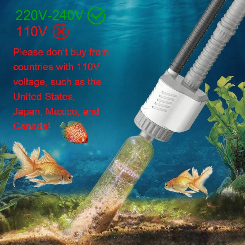 Aquarium Water Change Pump 30W Electric Fish Tank Gravel Cleaner Siphon Filter 220–240V
