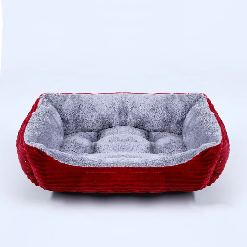 Plush Square Pet Bed for Dogs & Cats, Calming Kennel Sofa Cushion in Multiple Sizes (XS-XXL)