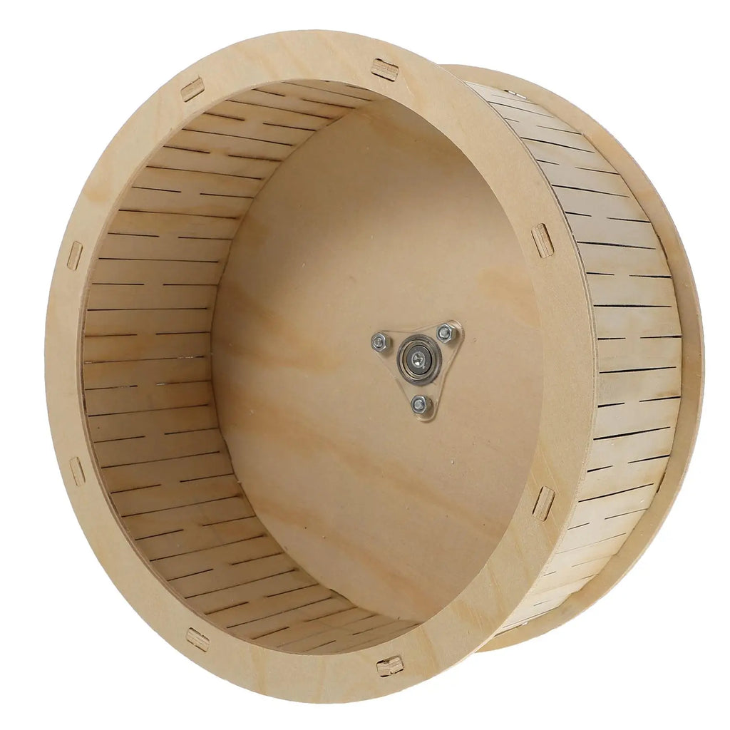 22 cm (8.65 in) Natural Wood Hamster Exercise Wheel – Silent Bearing Small Pet Running Wheel for Hamsters, Chinchillas, Guinea Pigs