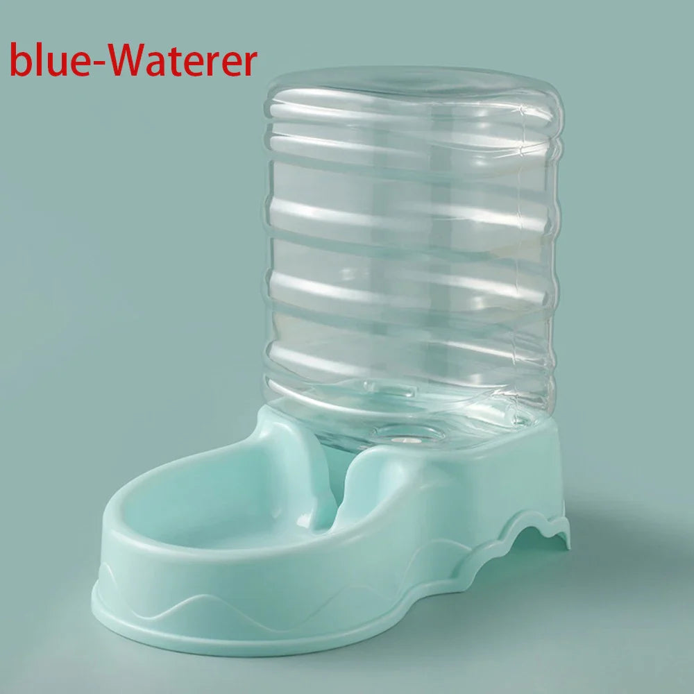 Gravity Pet Feeder and Water Dispenser for Cats and Small Dogs – Transparent PP Hopper, Pink, Blue, Gray