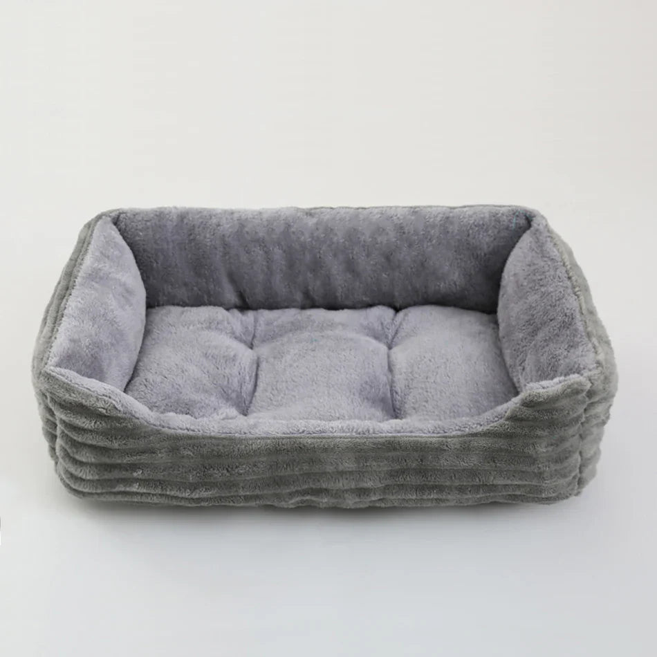 Plush Square Pet Bed for Dogs & Cats, Calming Kennel Sofa Cushion in Multiple Sizes (XS-XXL)
