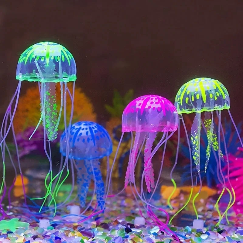 Artificial Glowing Jellyfish Aquarium Ornament Luminous Swimming Fish Tank Decoration