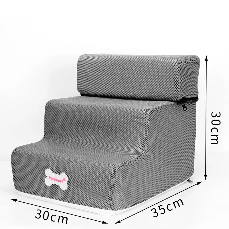 3-Step Pet Stairs for Small Dogs and Cats - Removable Washable Non-Slip Ramp Ladder