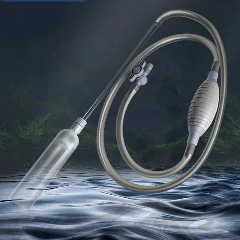 Handheld Aquarium Siphon Vacuum Pump – 1.5 m (59 in / 4.9 ft) Fish Tank Water Changer & Gravel Cleaner