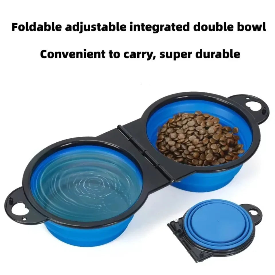 Collapsible 2-in-1 Dual Pet Bowl for Dogs & Cats – Portable Travel Water & Food Bowl, 500ml (16.9 fl oz)