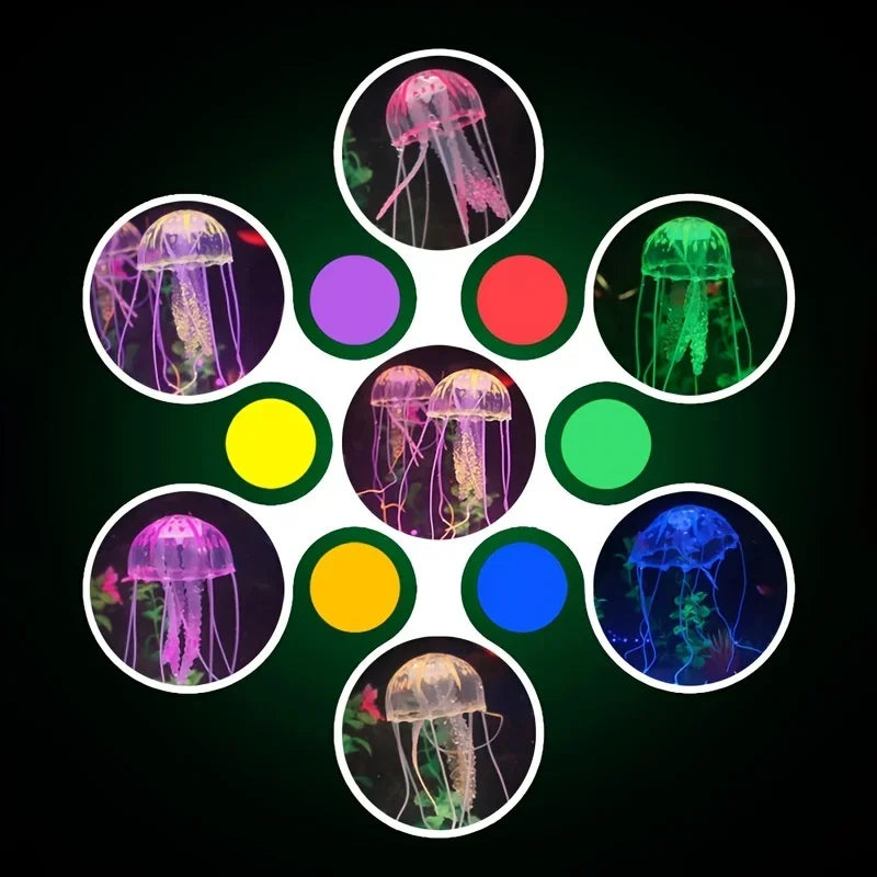 Artificial Glowing Jellyfish Aquarium Ornament Luminous Swimming Fish Tank Decoration