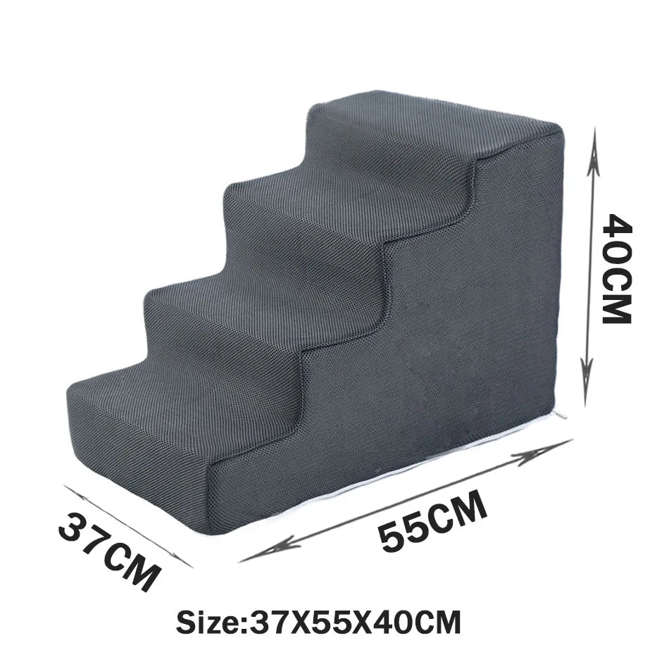 Pet Stairs for Dogs & Cats — 2/3/4-Step Detachable Sponge Ramp, Washable Waterproof Pet Ladder