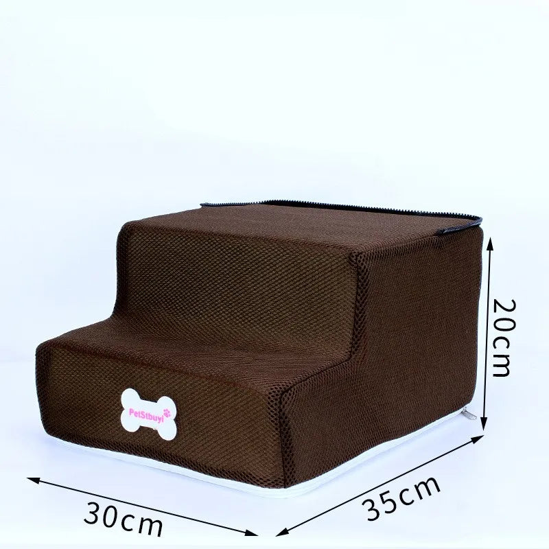 3-Step Pet Stairs for Small Dogs and Cats - Removable Washable Non-Slip Ramp Ladder