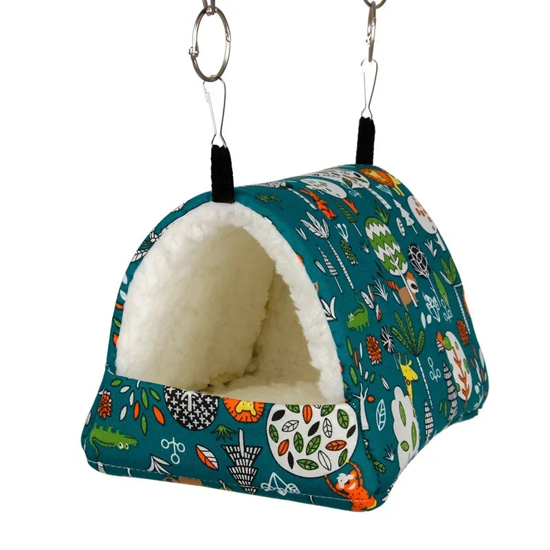 Cute Printed Hanging Pet Bed - Mini Nest for Birds, Hamsters, Guinea Pigs, Rabbits & Squirrels
