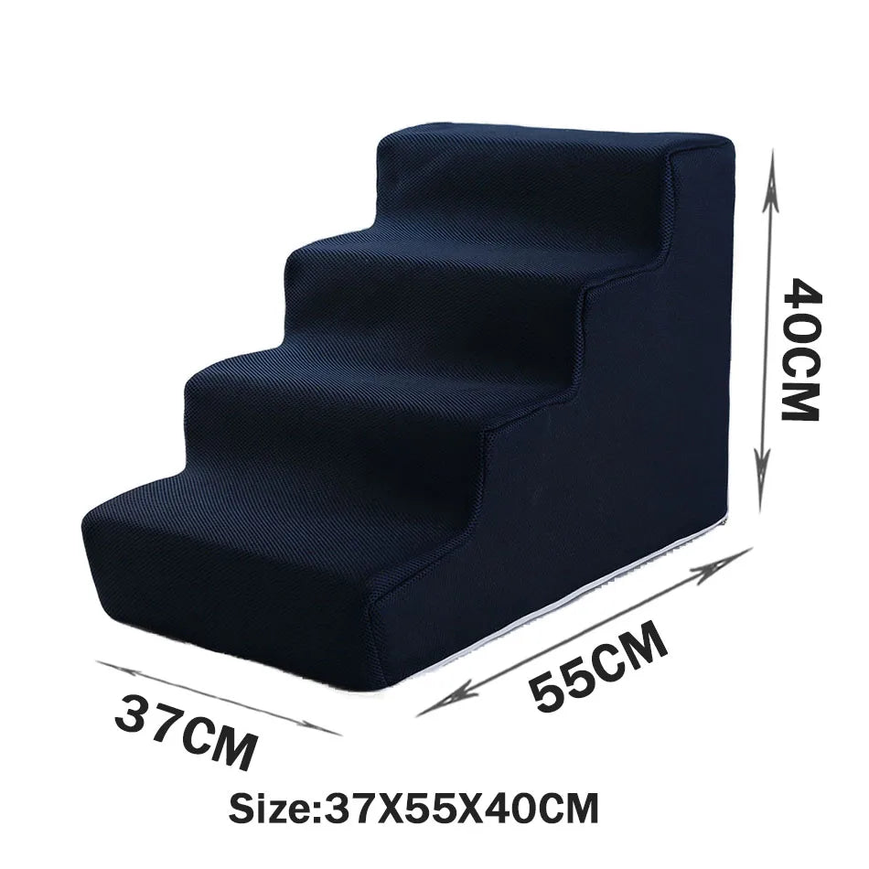 Pet Stairs for Dogs & Cats — 2/3/4-Step Detachable Sponge Ramp, Washable Waterproof Pet Ladder