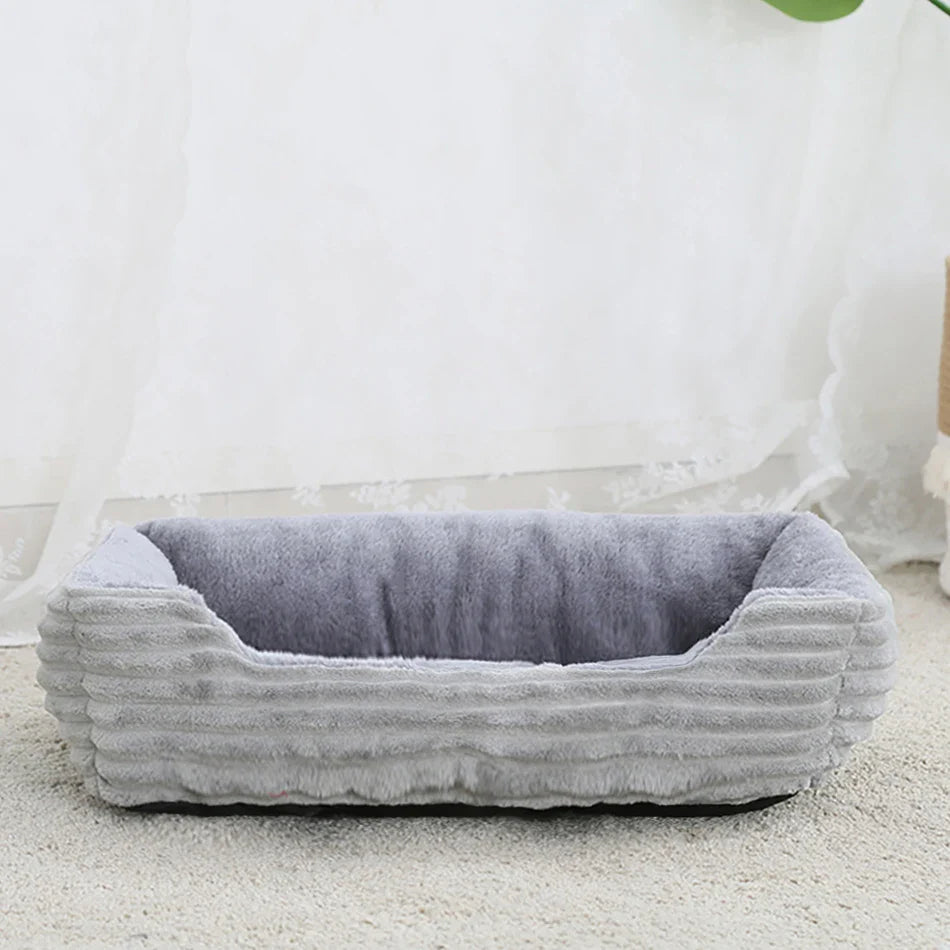 Plush Square Pet Bed for Dogs & Cats, Calming Kennel Sofa Cushion in Multiple Sizes (XS-XXL)
