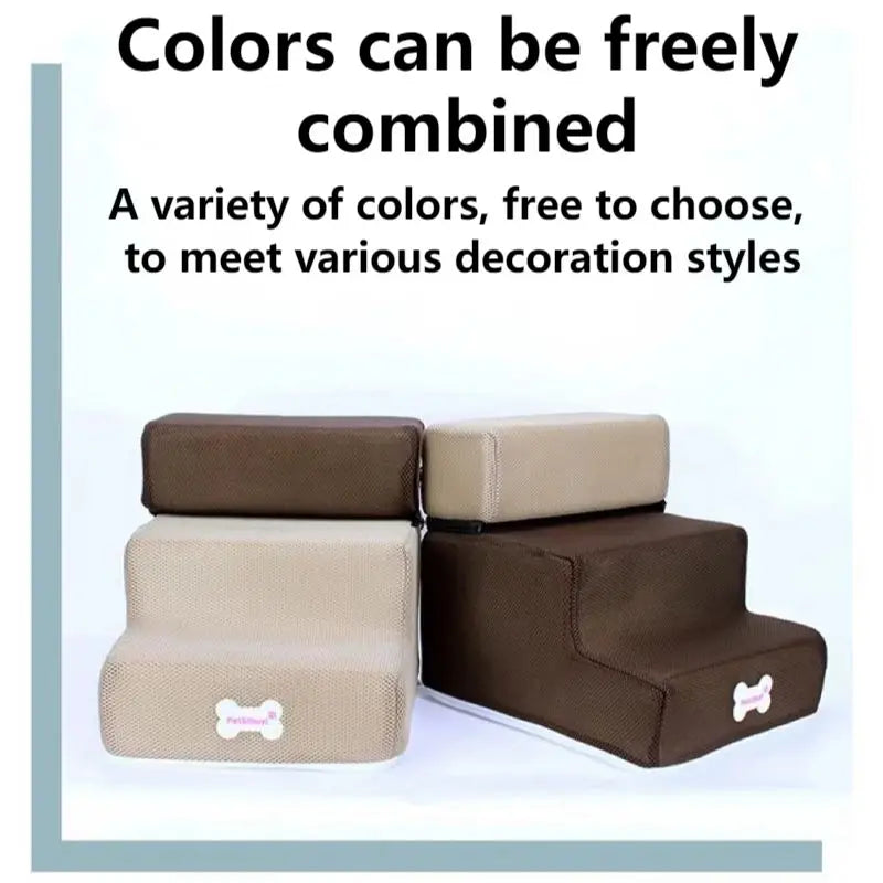3-Step Pet Stairs for Small Dogs and Cats - Removable Washable Non-Slip Ramp Ladder