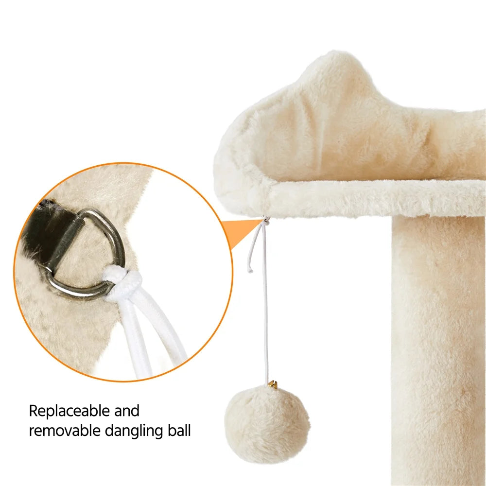 Ultimate 70" Double Condo Cat Tree with Scratching Posts - Creamy Comfort for Your Feline Friends!