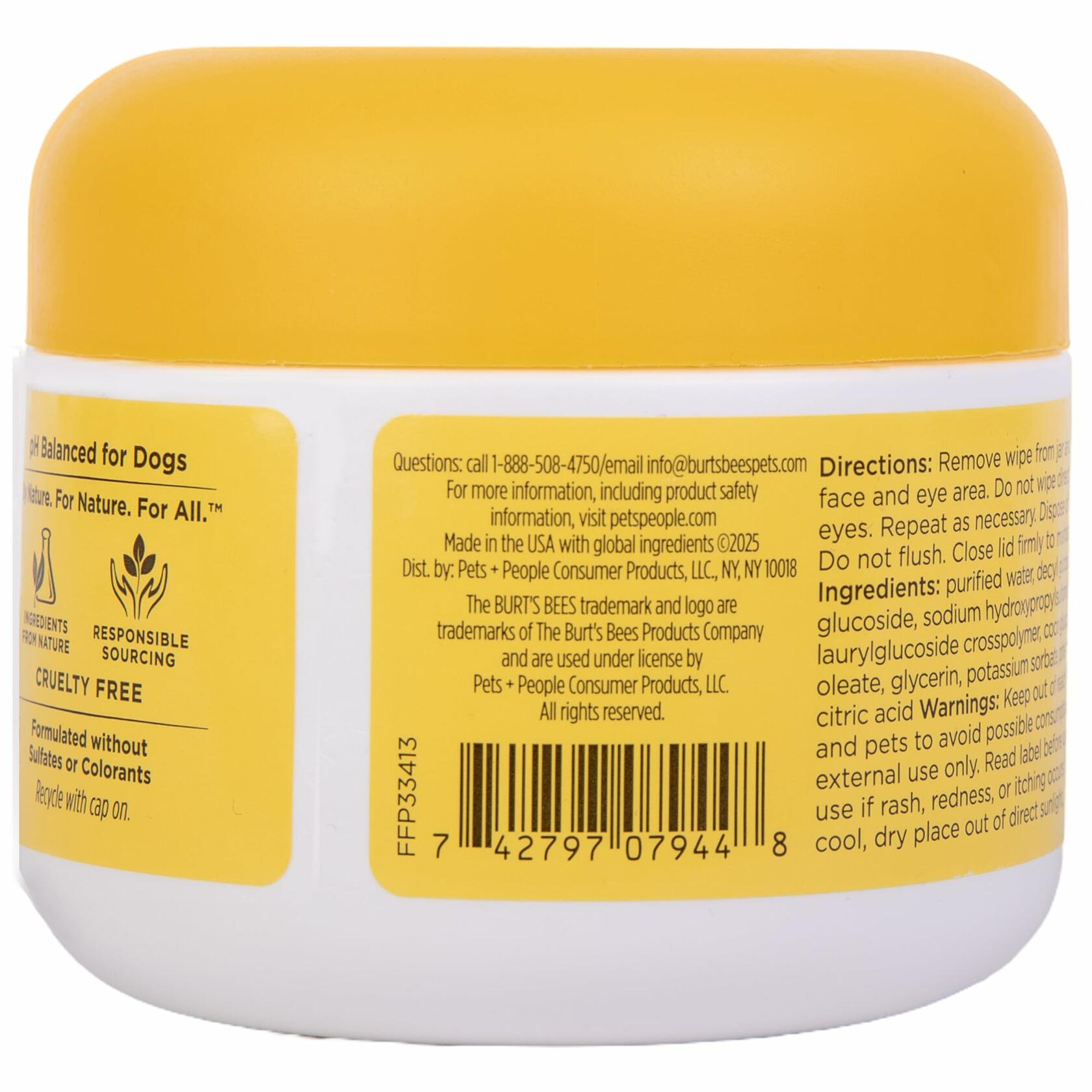 Burt's Bees Pets Eye & Ear Cleansing Wipes Fragrance-Free 100 Count