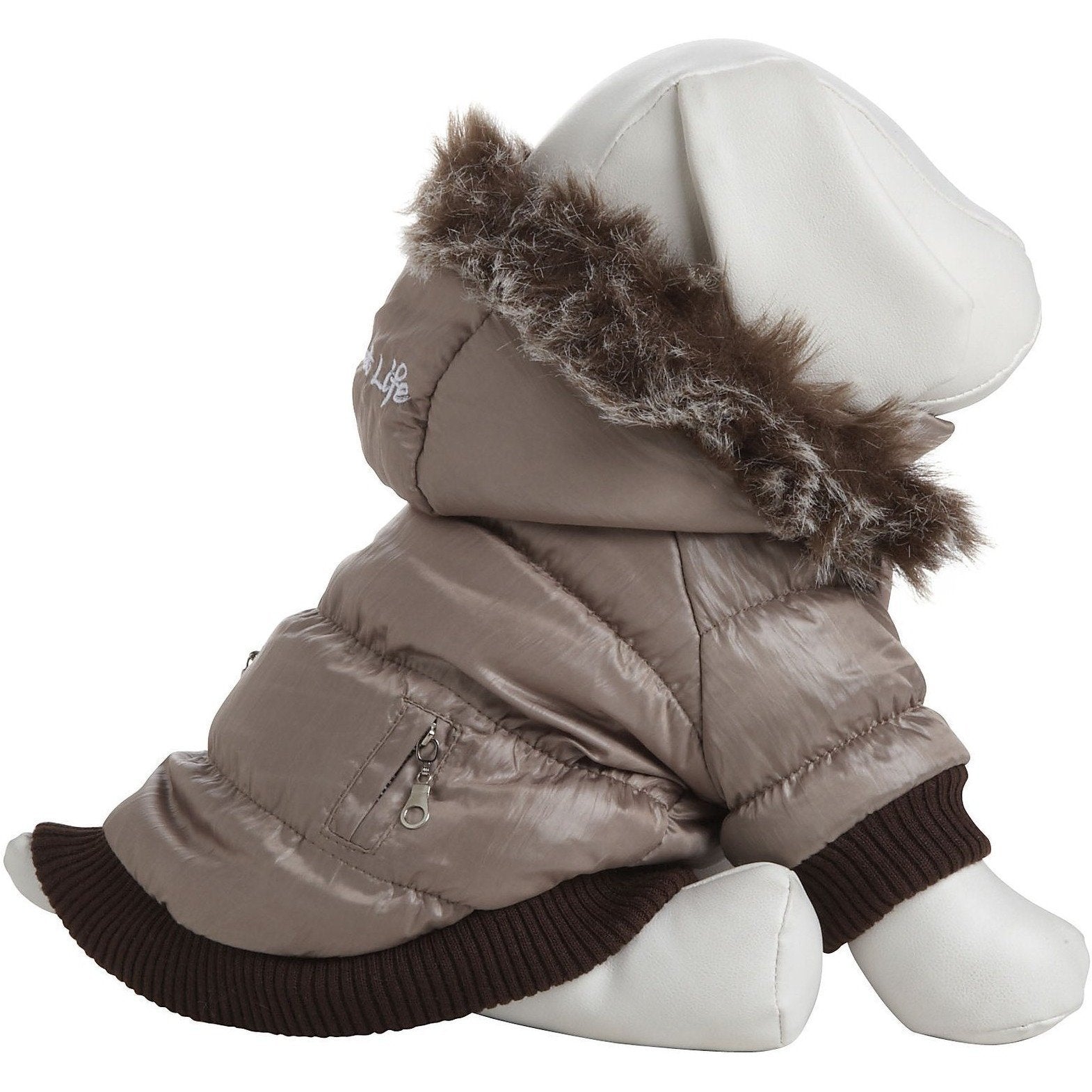 Pet Life ® Classic Metallic Fashion 3M Insulated Dog Coat Parka  w/ Removable Hood