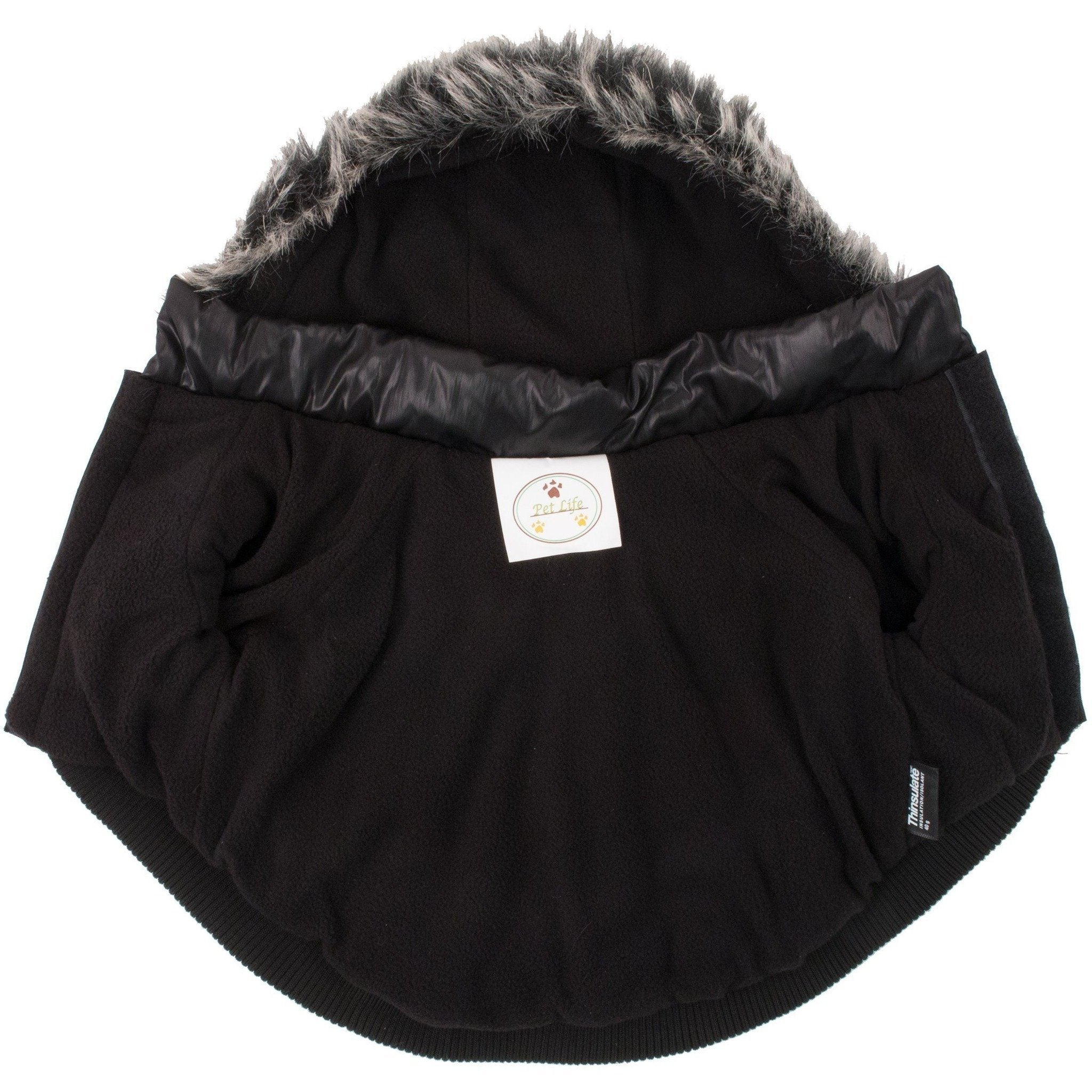 Pet Life ® Classic Metallic Fashion 3M Insulated Dog Coat Parka  w/ Removable Hood